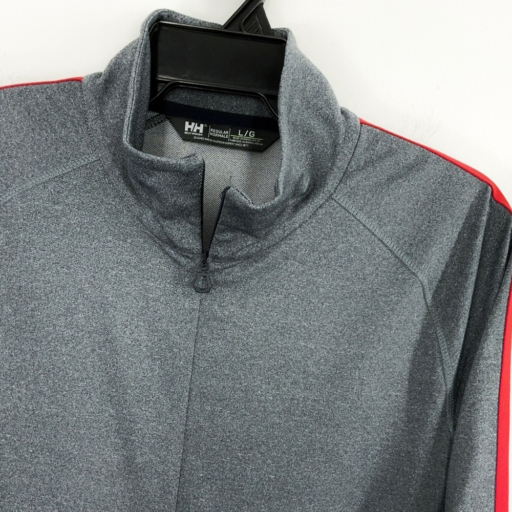 Helly Hansen 1/4 Zip Pullover‎ Men's Large Gray Stripes Athletic Stretch Jacket